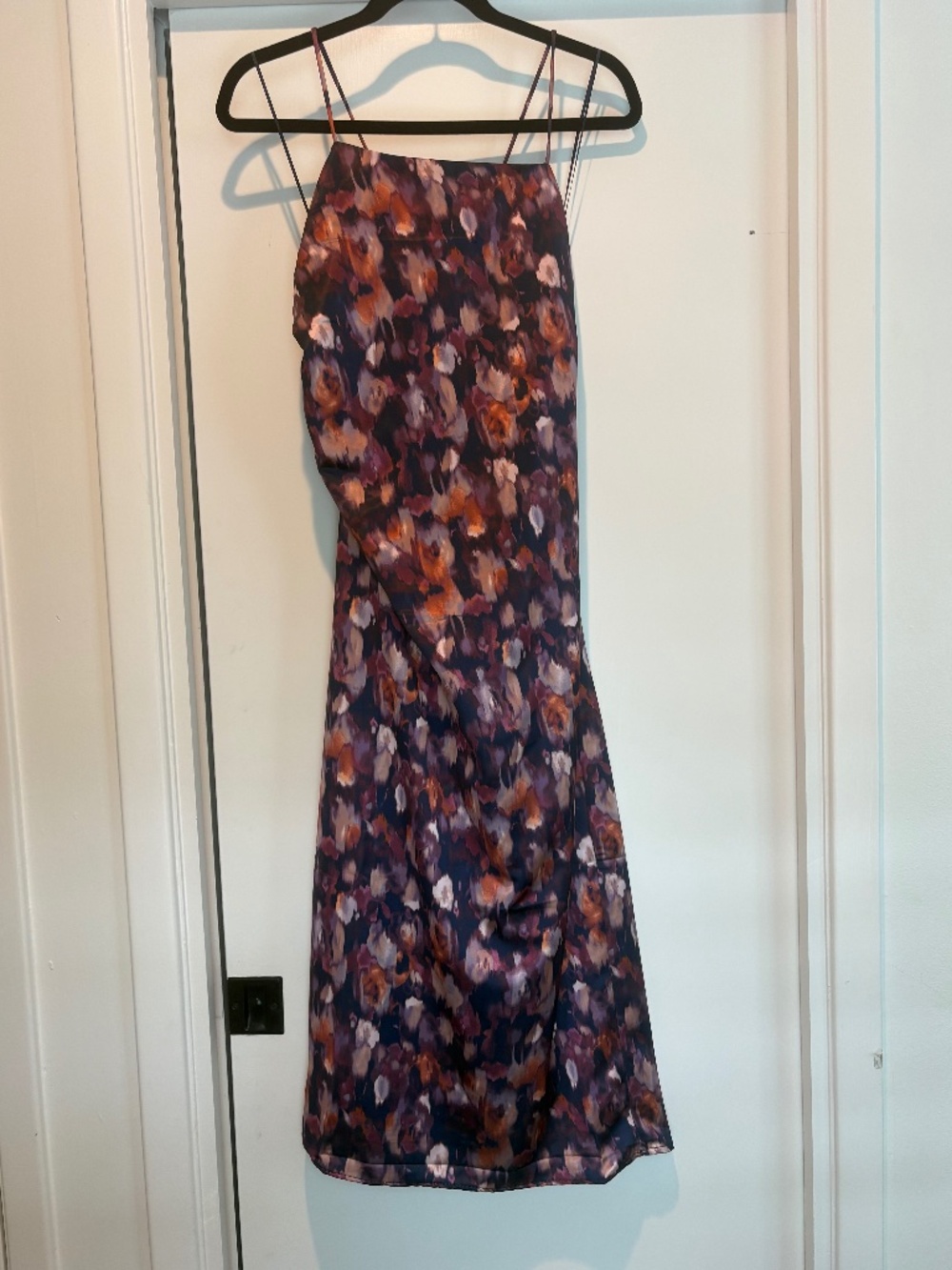 Jason Wu watercolor satin midi dress - strappy low back - Size S (Style: WT7458)